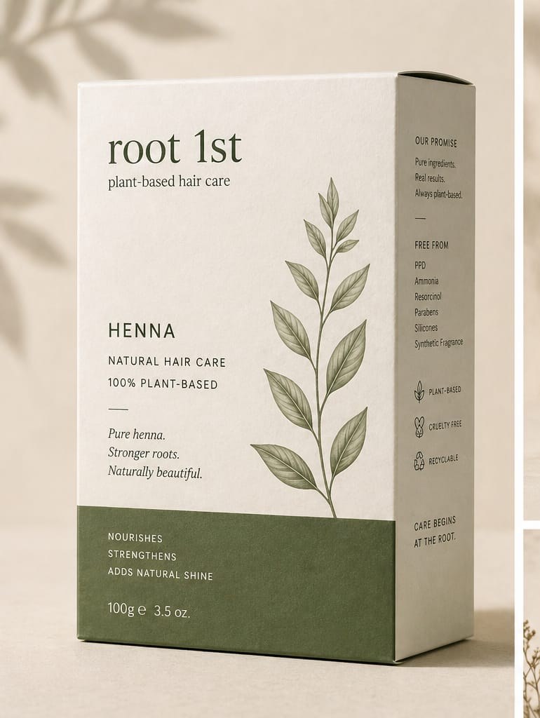 Root 1st plant-based hair care packaging